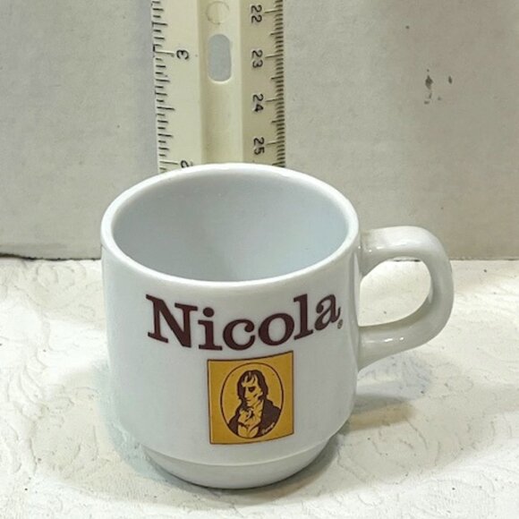 VTG Porcelain Nicola Coffee Gilded Portrait Logo Espresso Cup Portugal 2.2"Tall - Picture 1 of 16